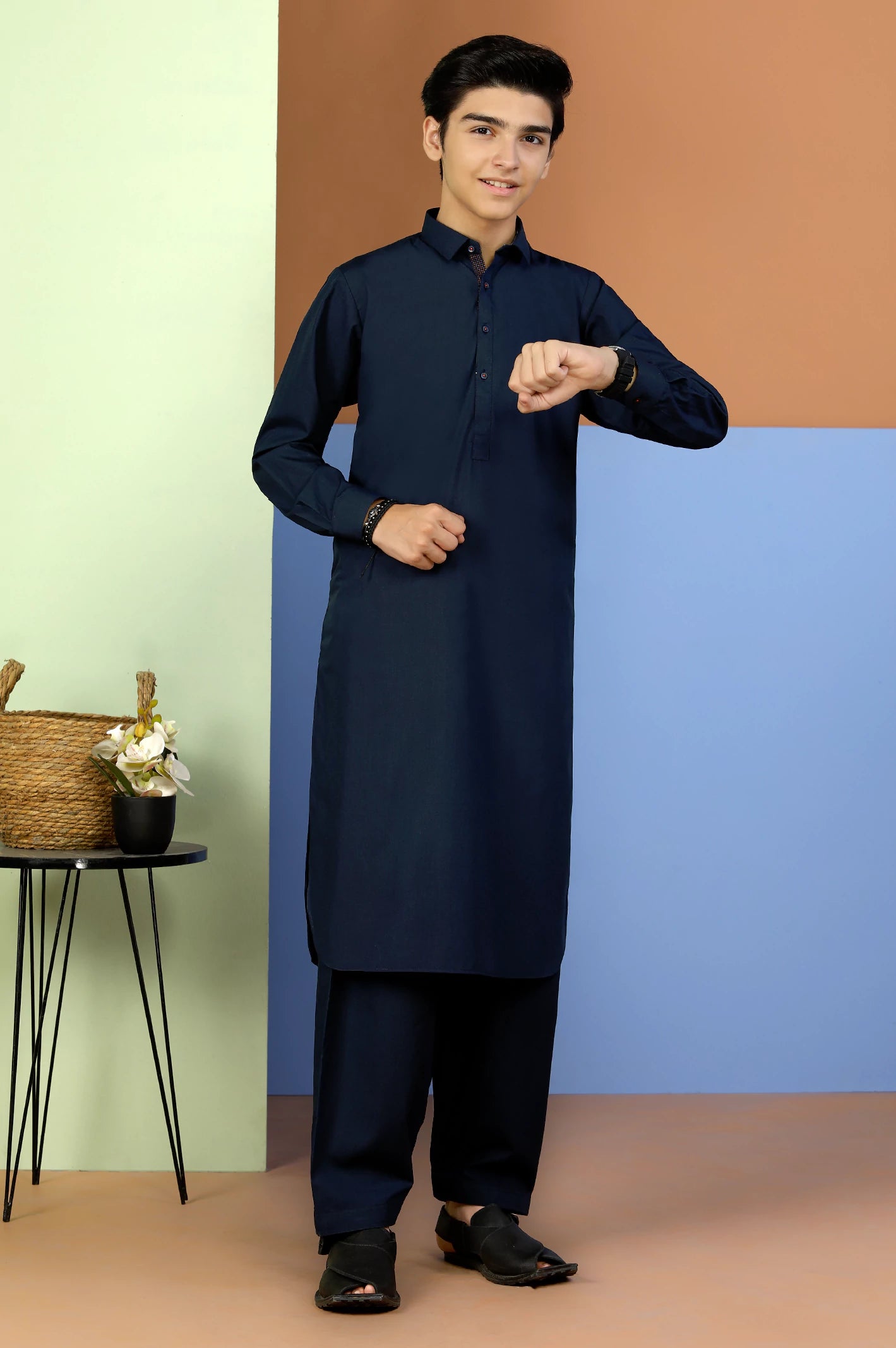 Dark Green Boys Shalwar Suit From Diners