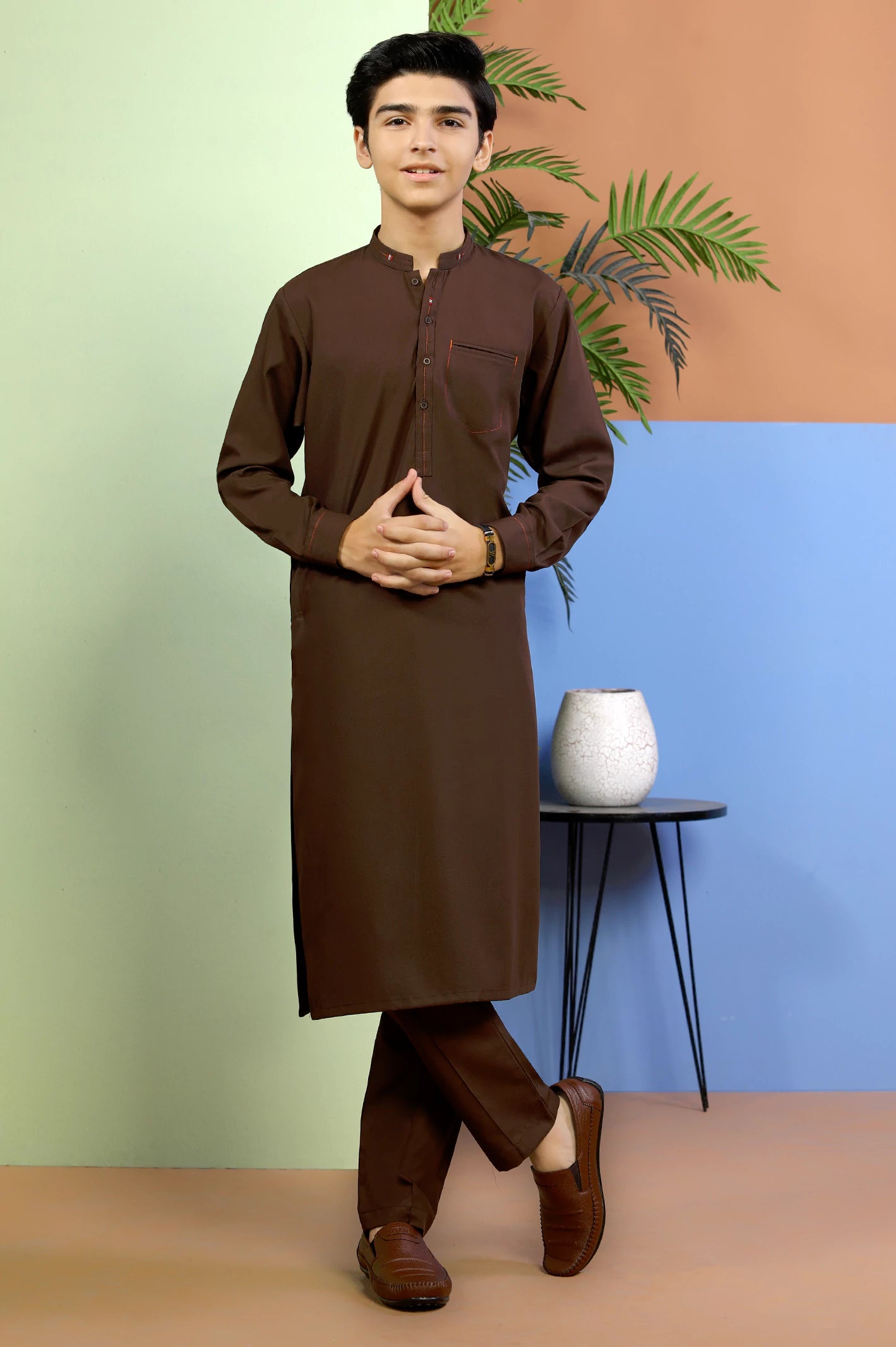 Brown Boys Kurta Pajama From Diners