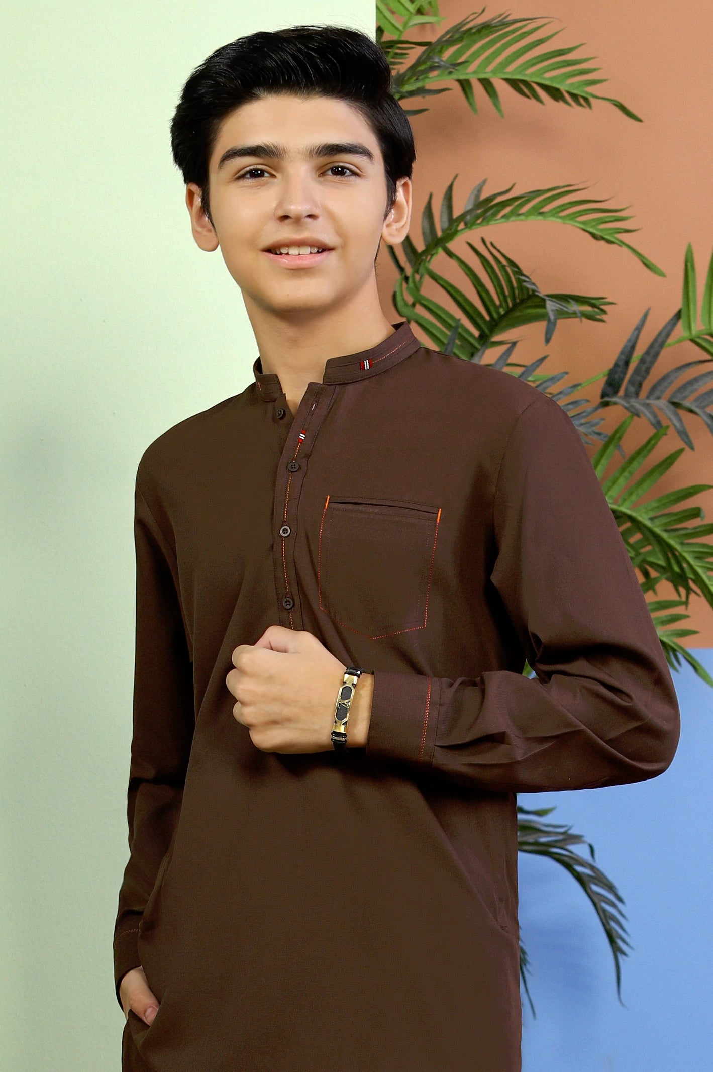 Brown Boys Kurta Pajama From Diners