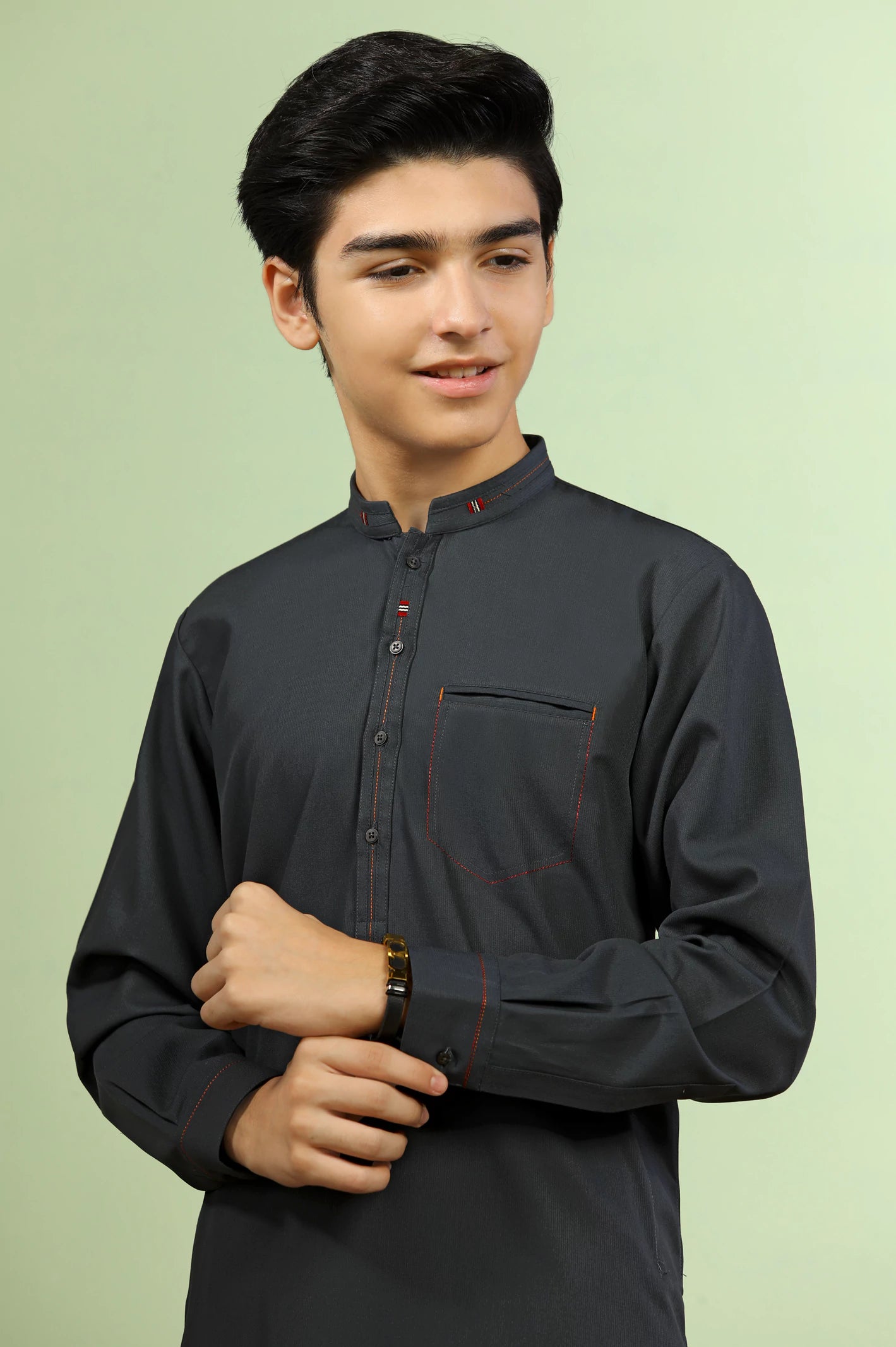 Dark Grey Boys Kurta Pajama From Diners