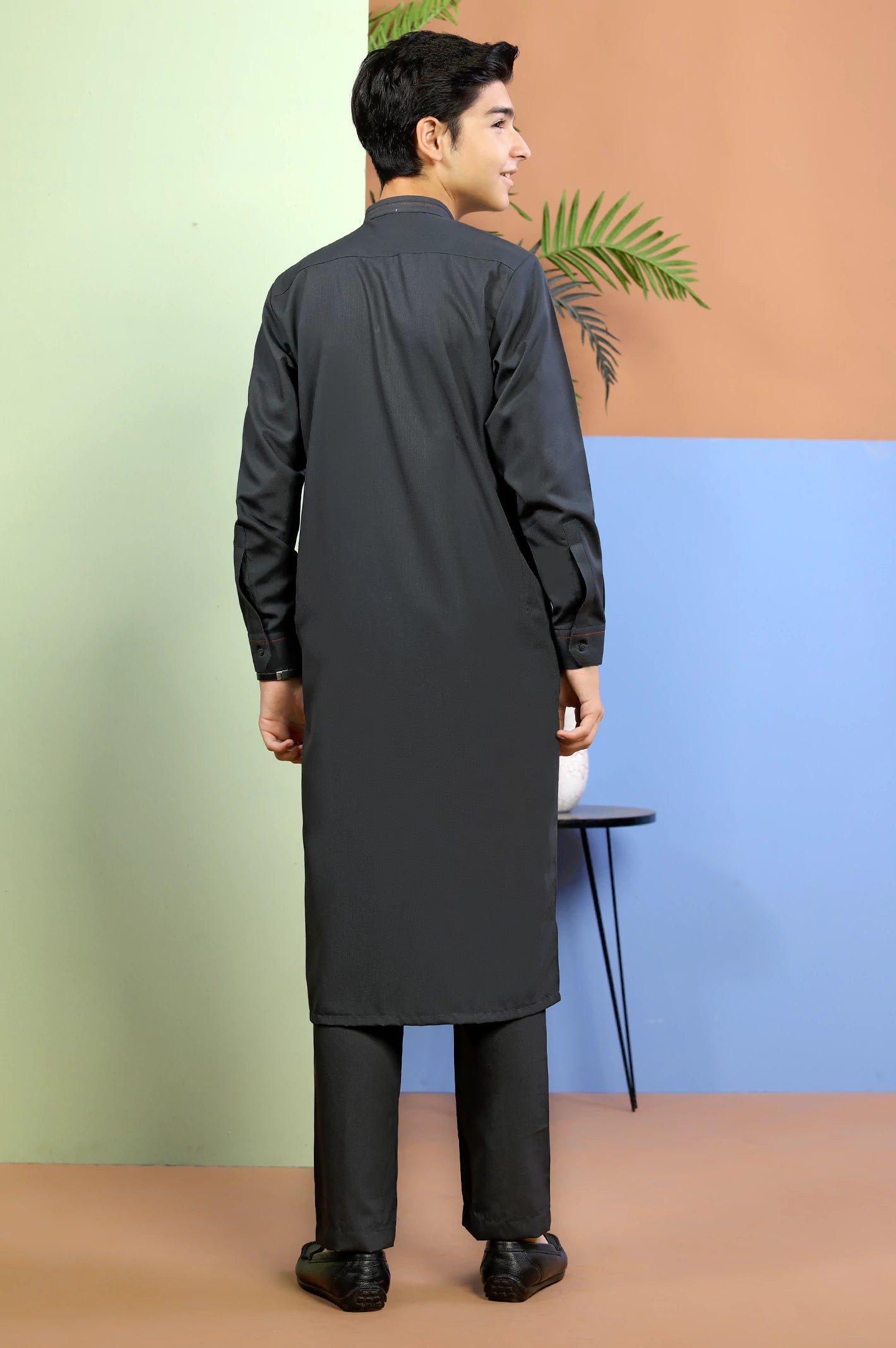 Dark Grey Boys Kurta Pajama From Diners