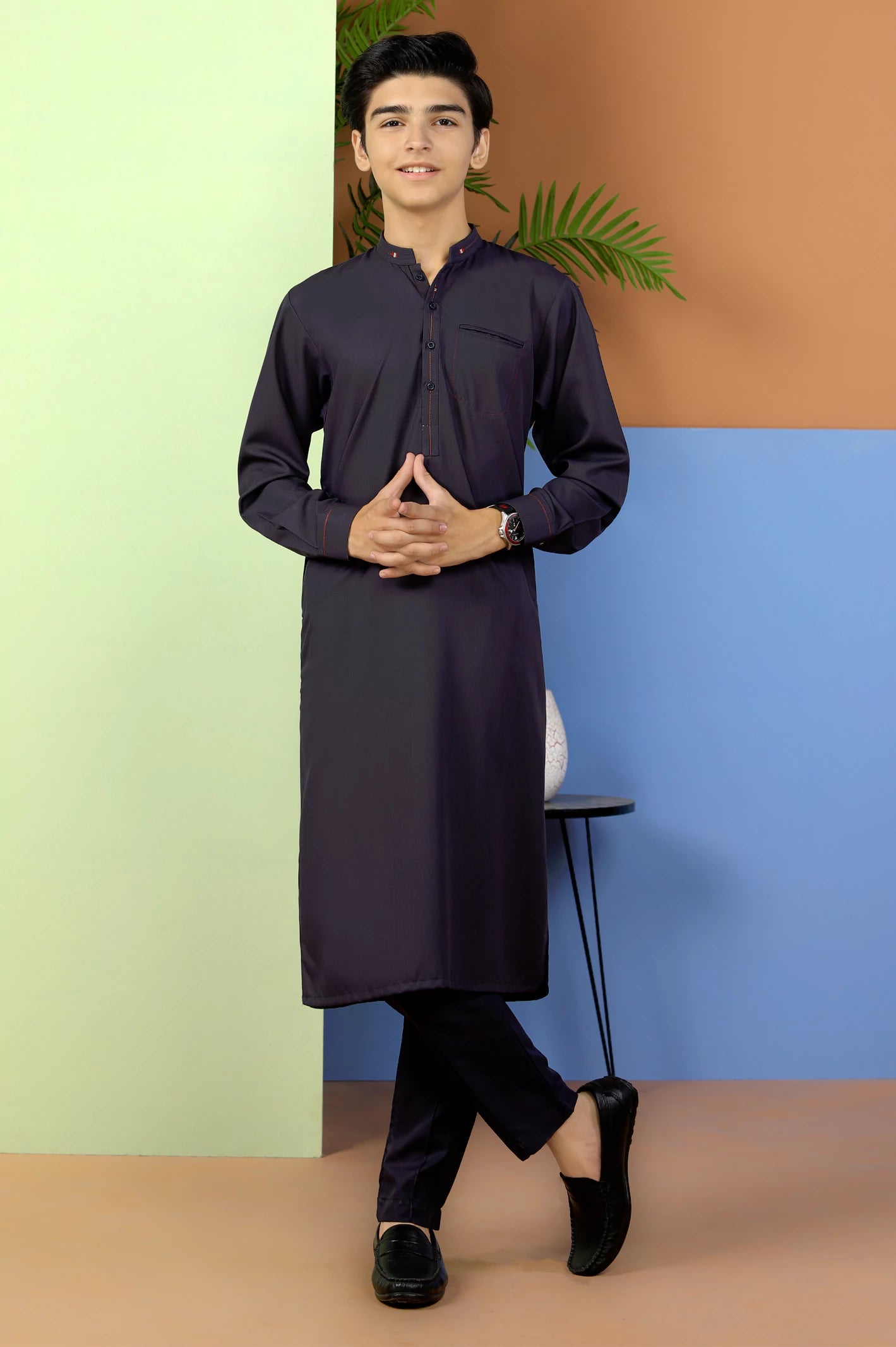 Dark Purple Boys Kurta Pajama From Diners