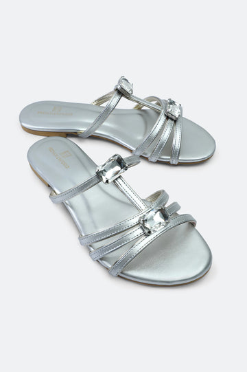 Silver Ladies Casual Slippers