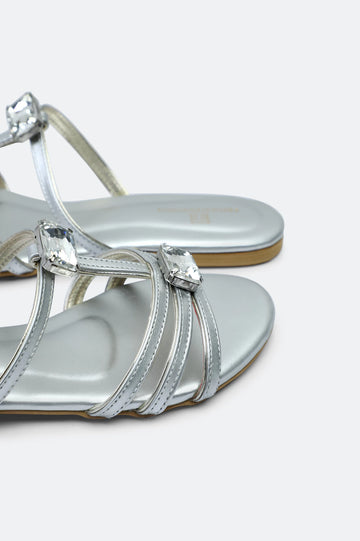 Silver Ladies Casual Slippers