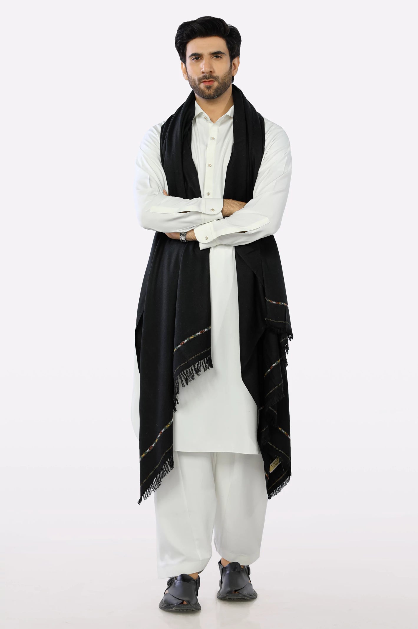 Black Woolen Men Shawl Form Diner