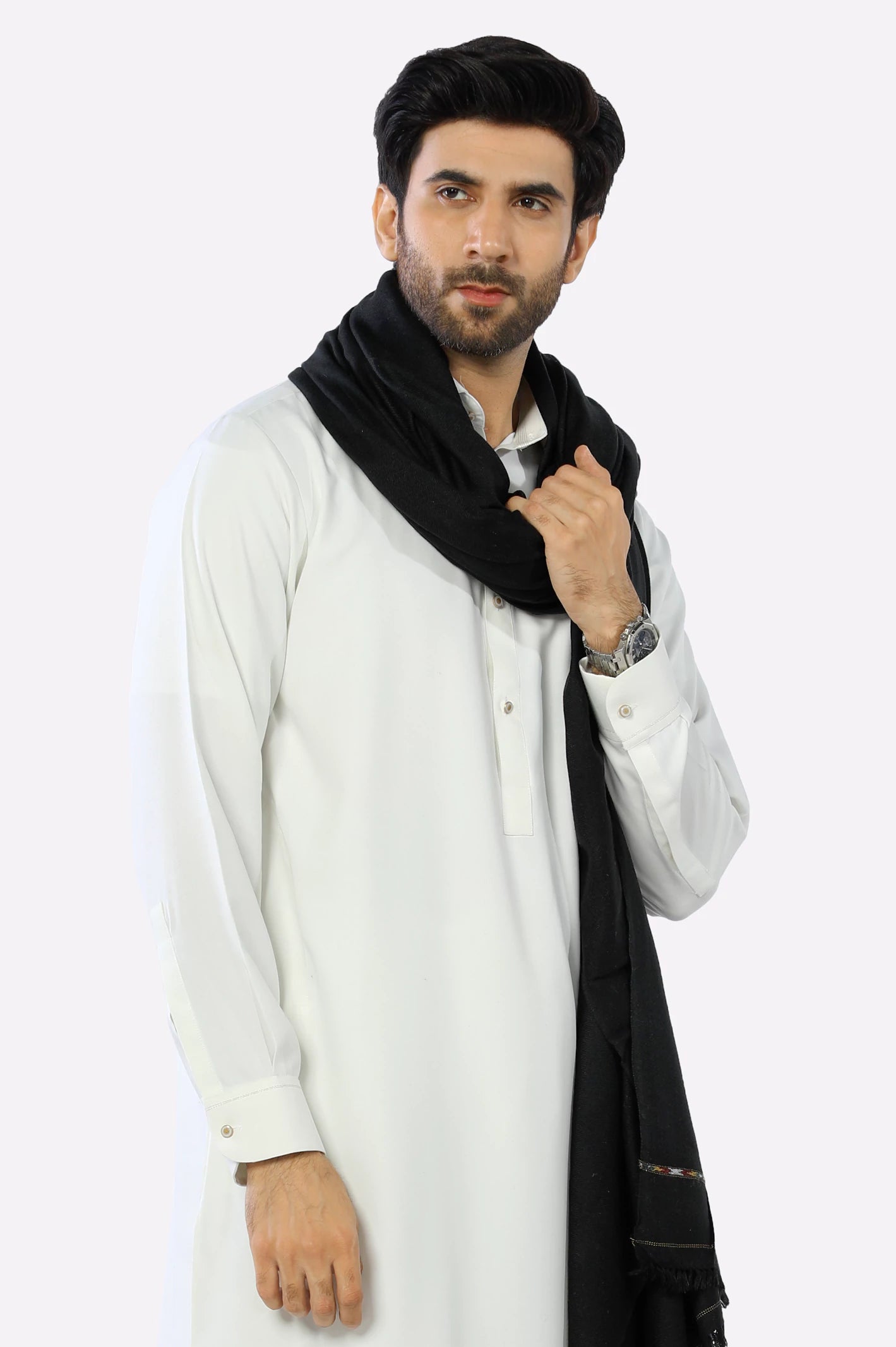 Black Woolen Men Shawl Form Diner