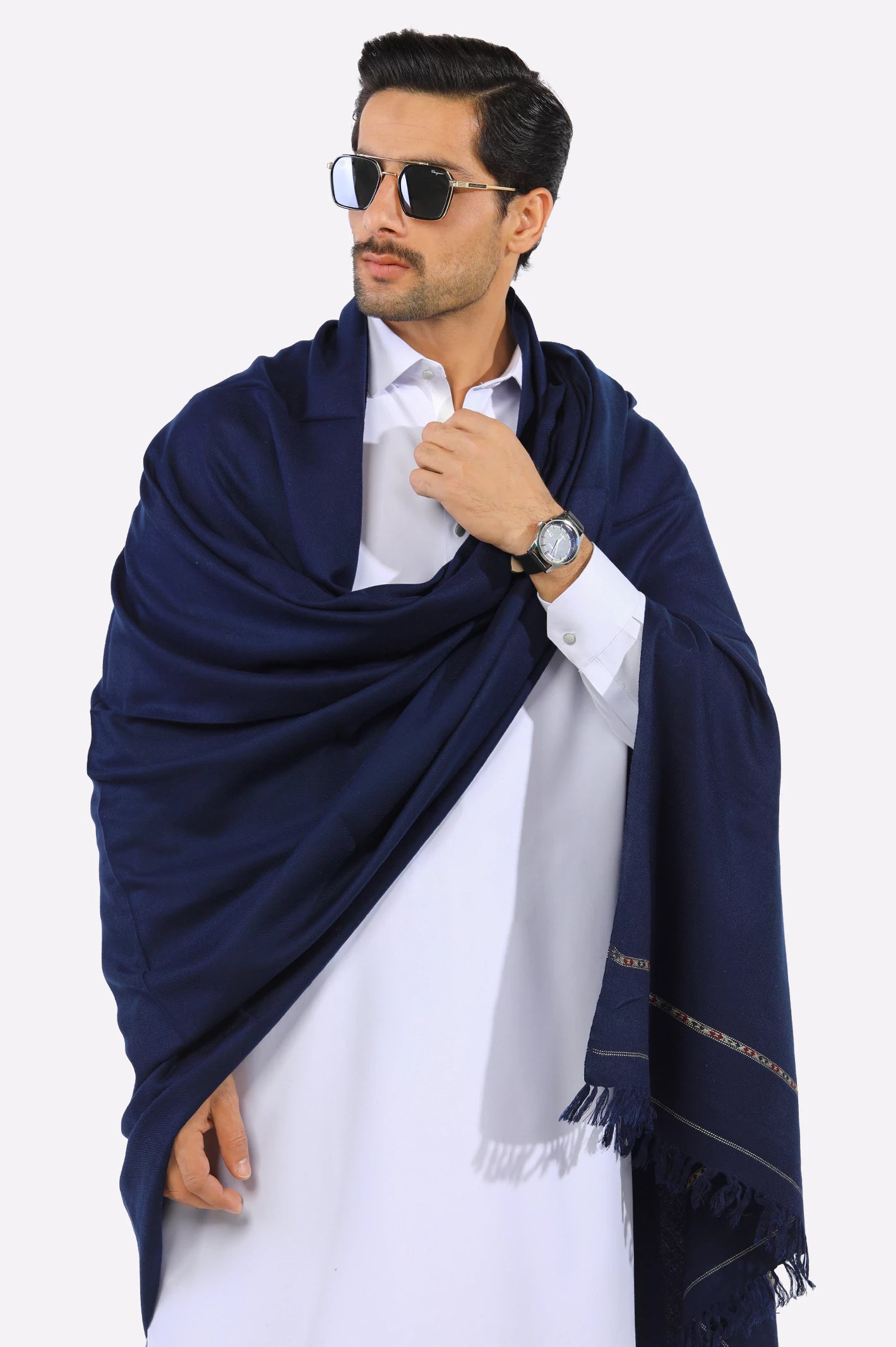 Blue Woolen Men's Shawl From Diners