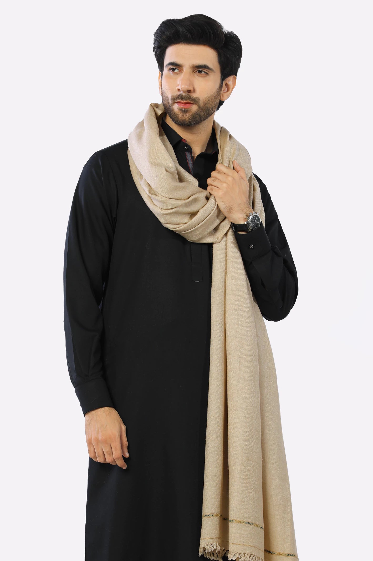 Fawn Woolen Men Shawl Form Diner