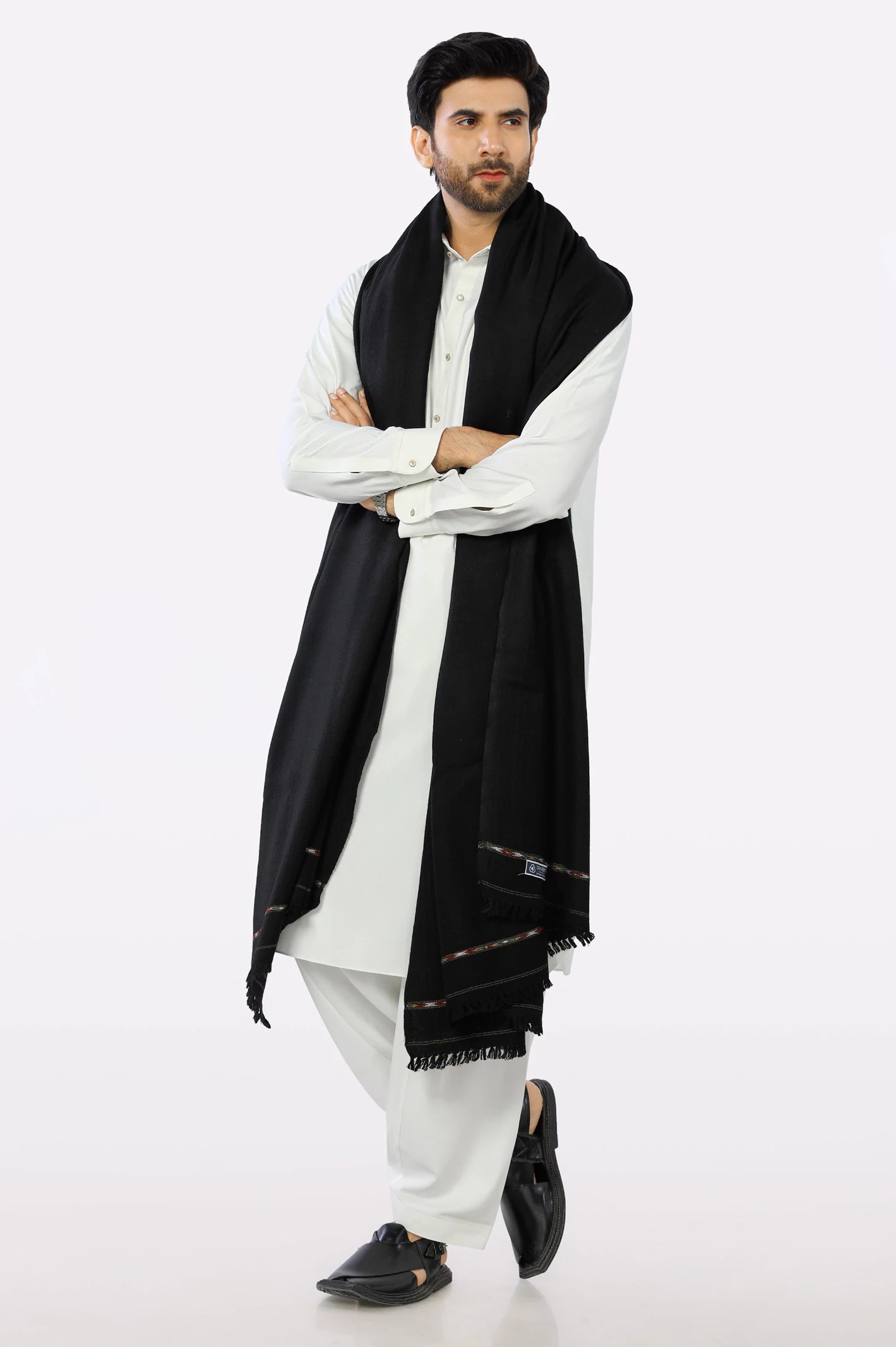 Black Woolen Men Shawl Form Diner