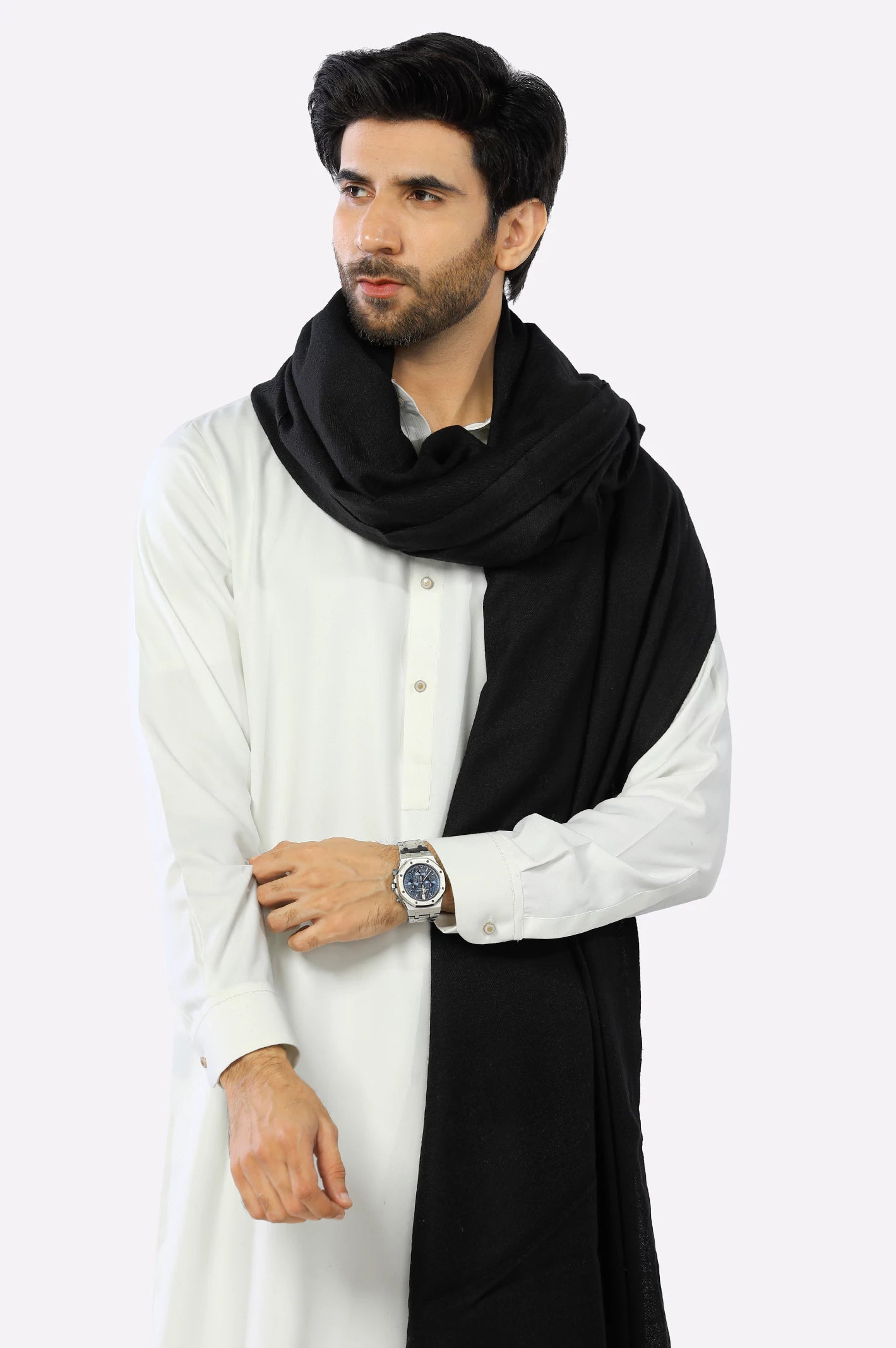 Black Woolen Men Shawl Form Diner