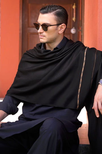 Black Woolen Men Shawl