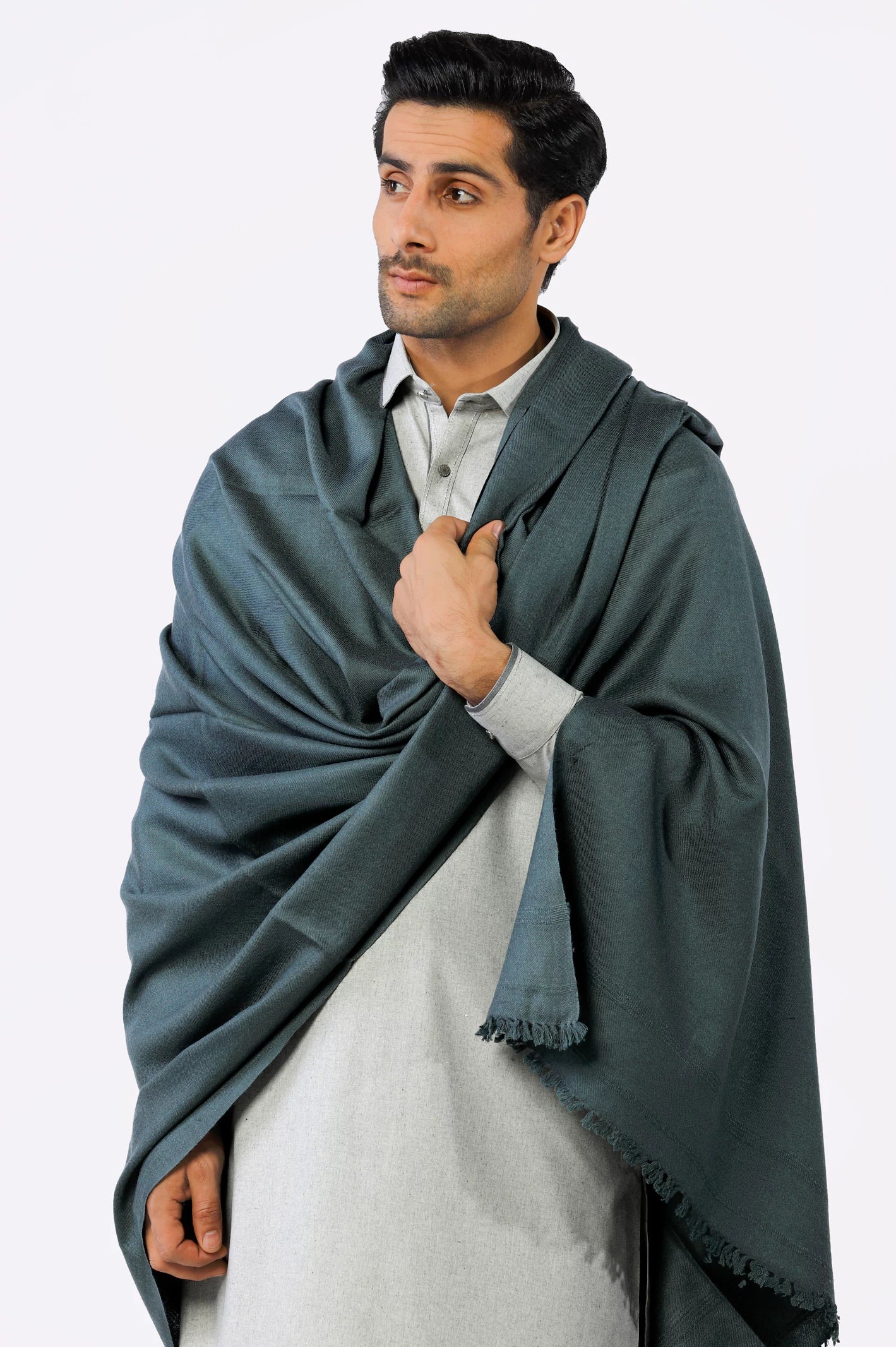 Mens Dark Green Wool Shawl