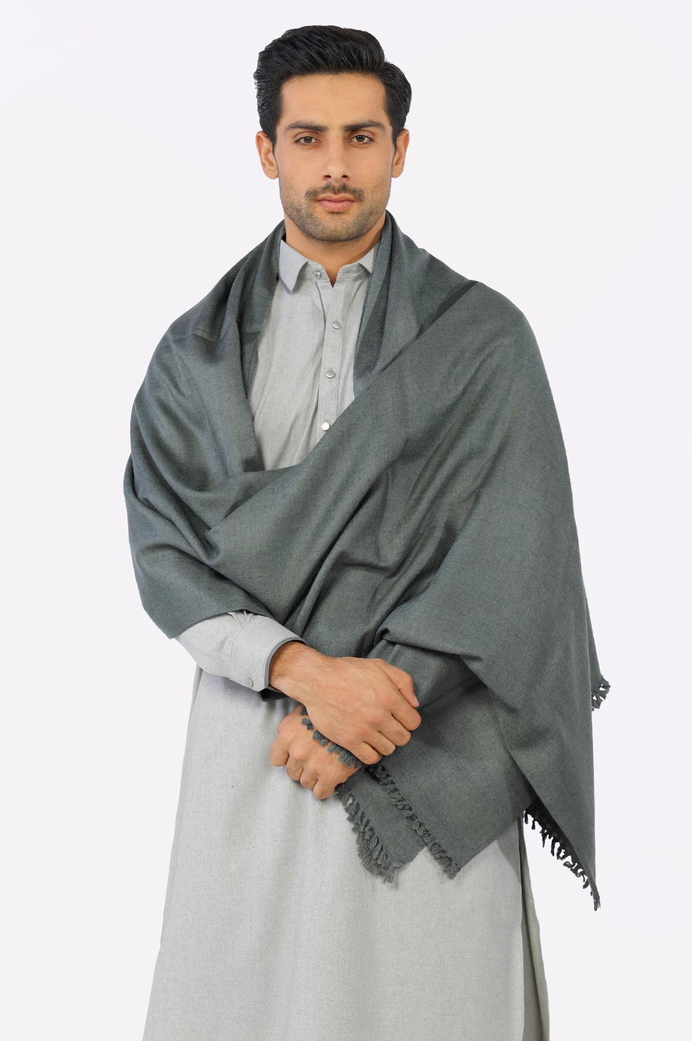 Dark Grey Woolen Men Shawl From Diners