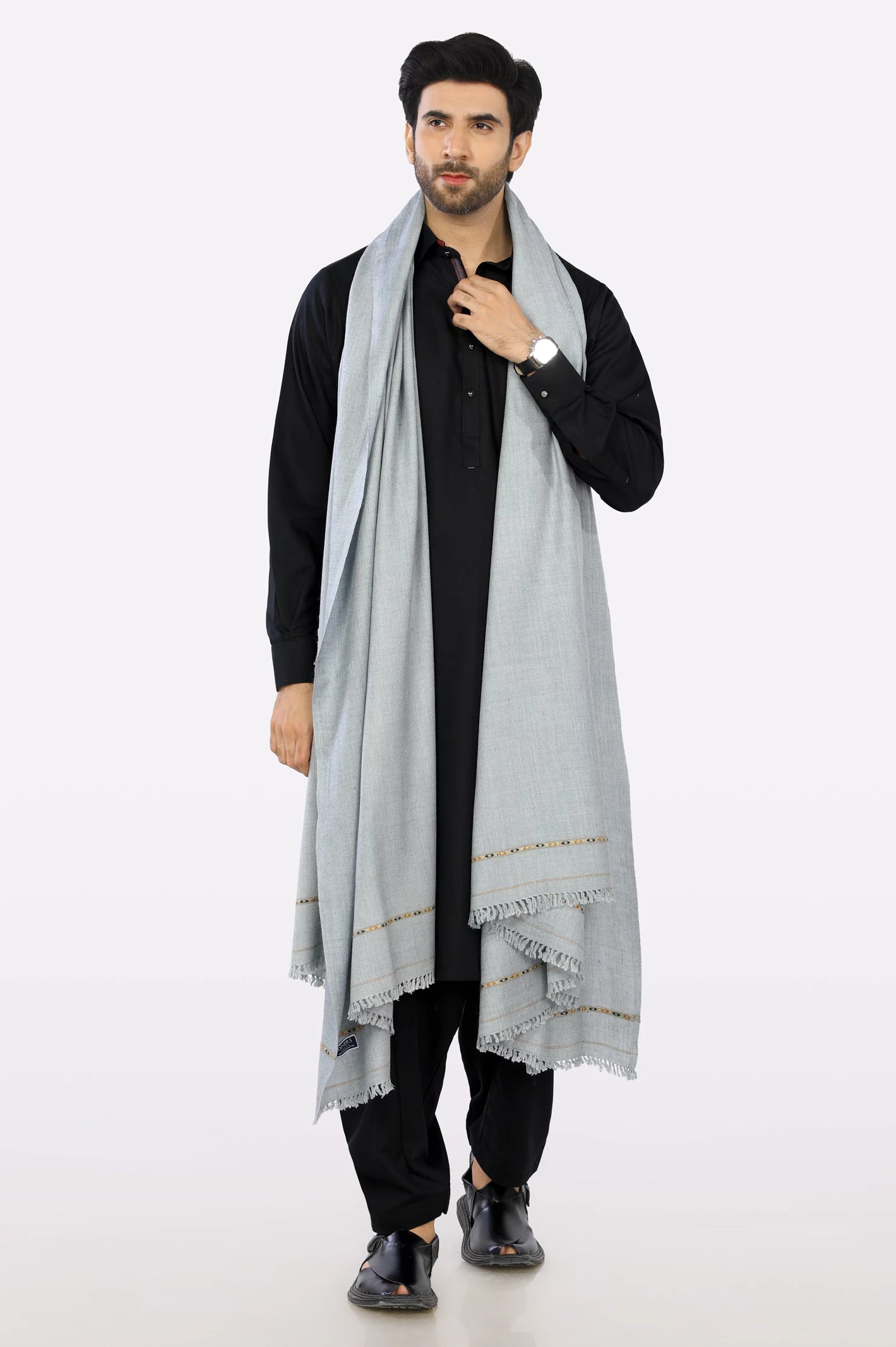 Grey Woolen Shawl for Mens