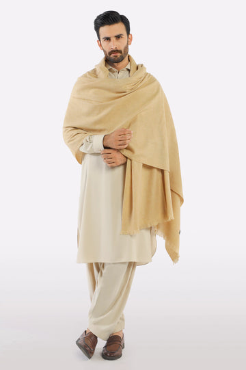 Fawn Woolen Men Shawl