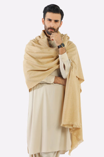 Fawn Woolen Men Shawl