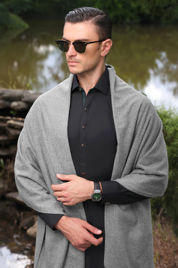 Grey Woolen Shawl for Men