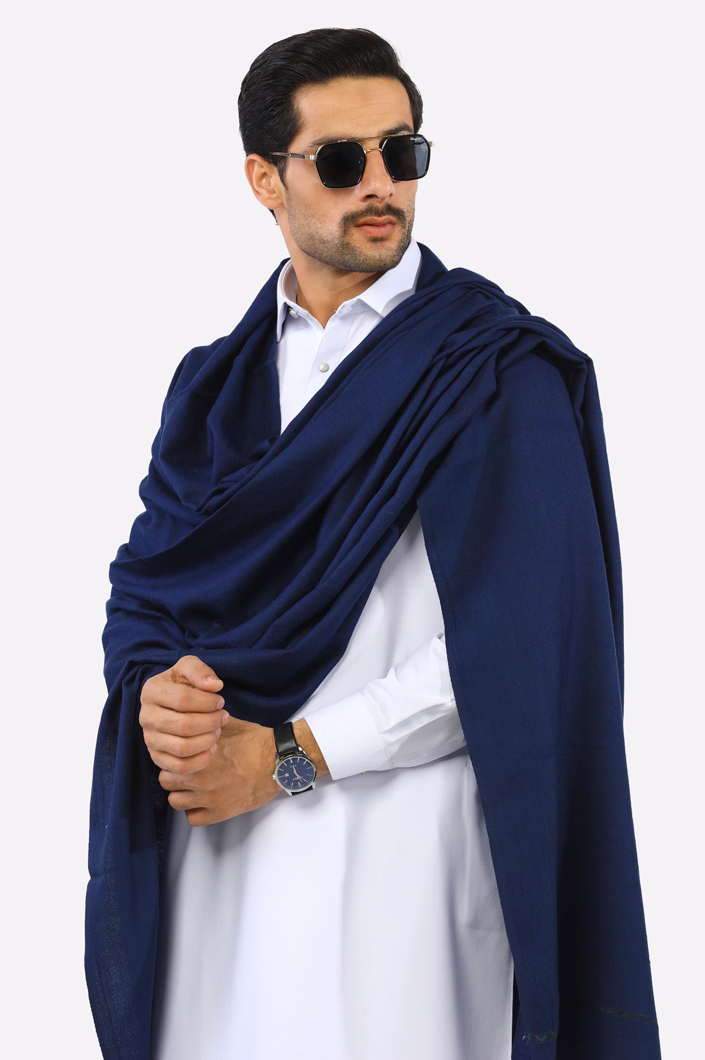 Blue Men's Shawl From Diners