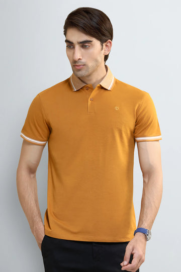 Mustard Tipping Collar Polo