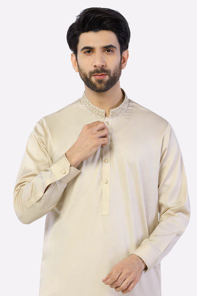 Fawn Cotton Shalwar Kameez