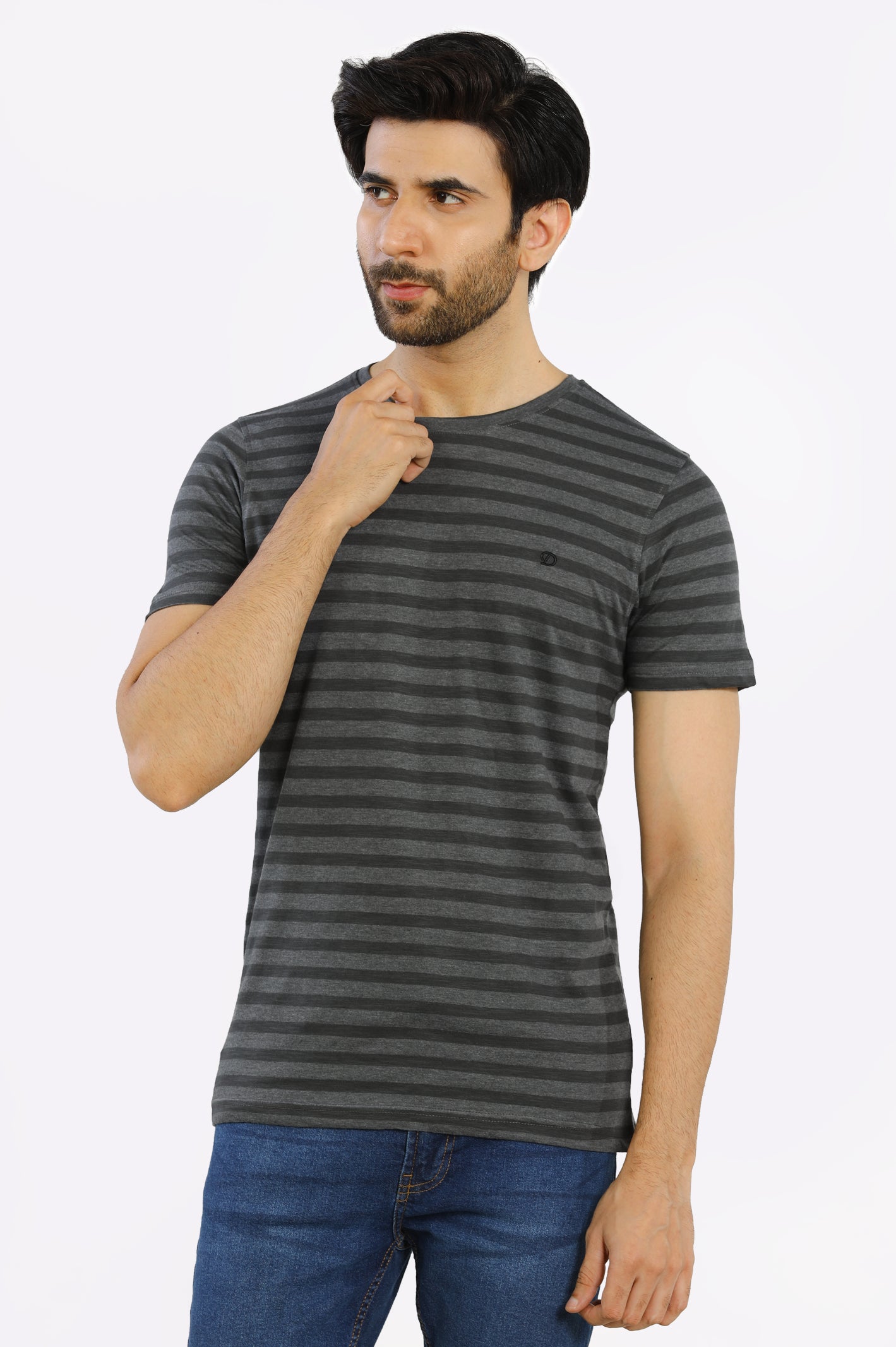 Yarn Dyed Striper Round Neck Tee From Diners