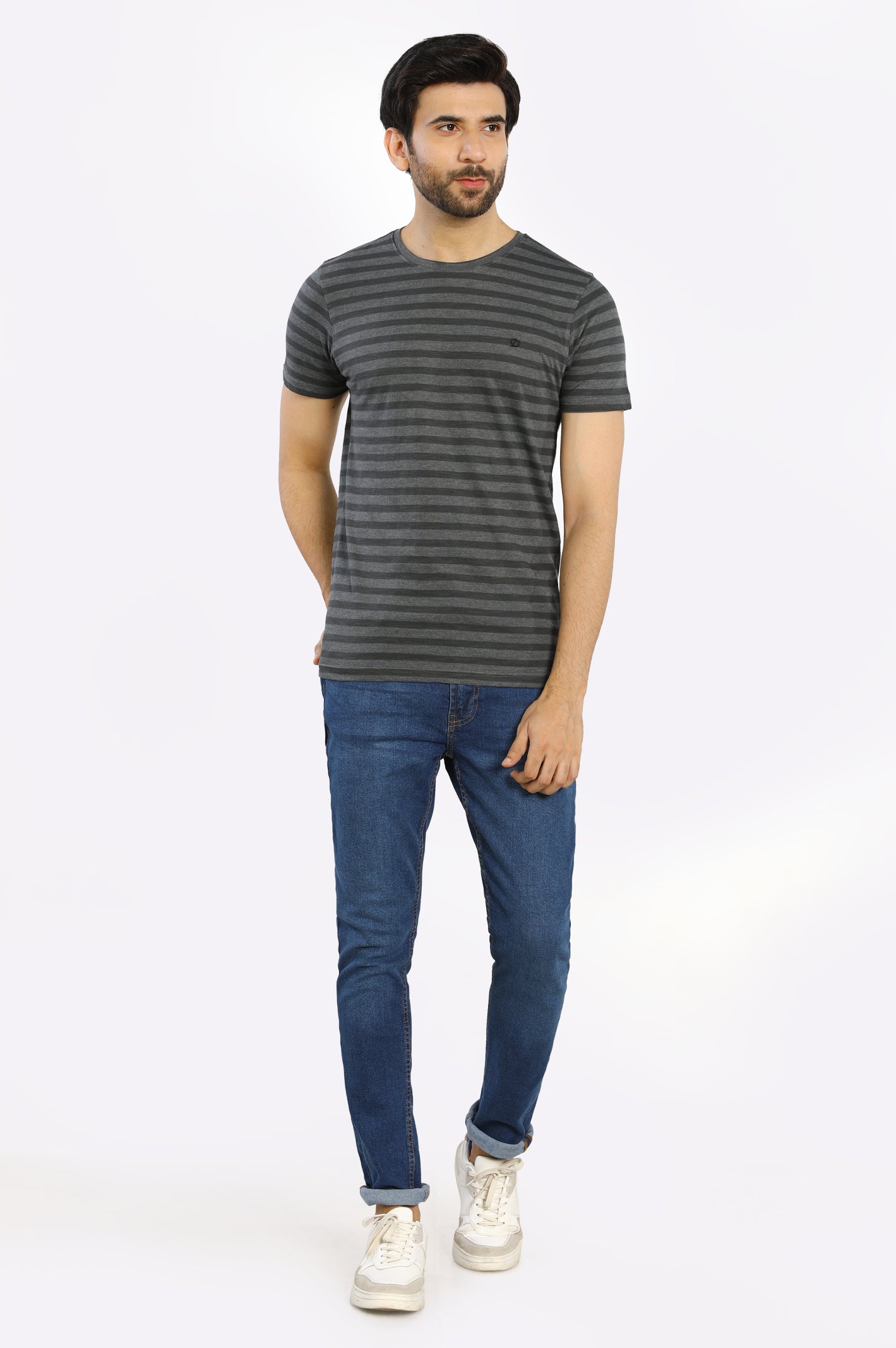 Yarn Dyed Striper Round Neck Tee From Diners