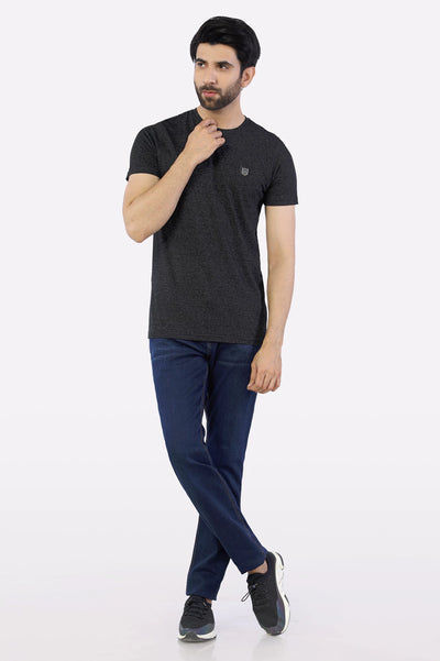 Black Basic Crew Neck T-Shirt From Diners