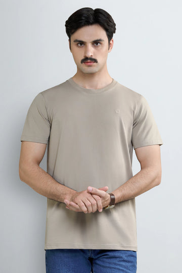 Khaki Basic Crew Neck T-Shirt