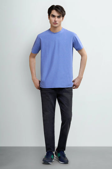 Blue Basic Crew Neck T-Shirt