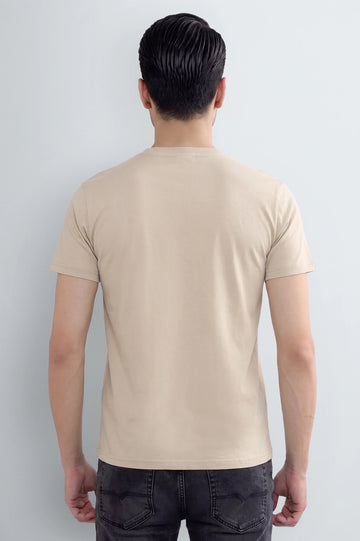 Beige Basic Crew Neck T-Shirt