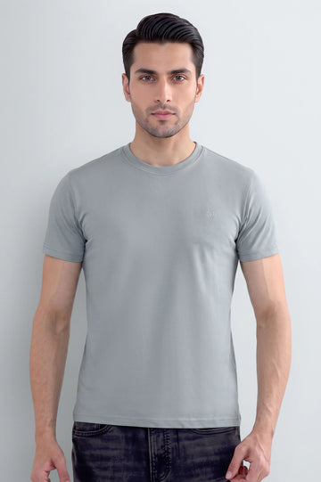 Light Grey Basic Crew Neck T-Shirt