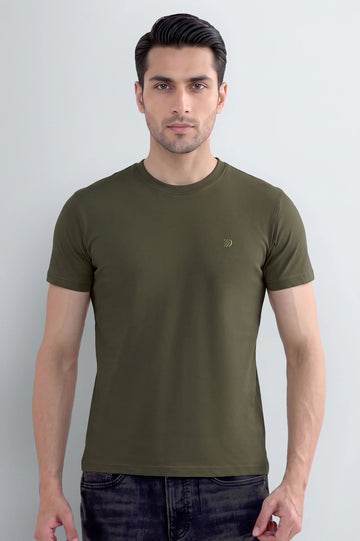 Olive Basic Crew Neck T-Shirt