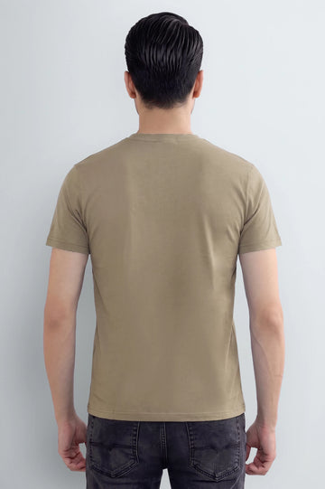 Khaki Basic Crew Neck T-Shirt