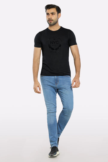 Black Graphic Printed Tees