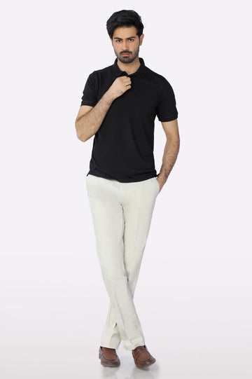 Black Jacquard Collar Polo From Diners