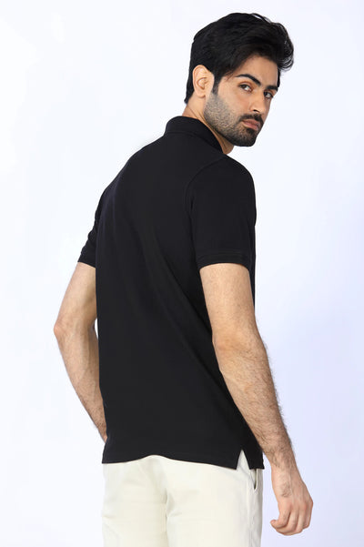 Black Jacquard Collar Polo From Diners