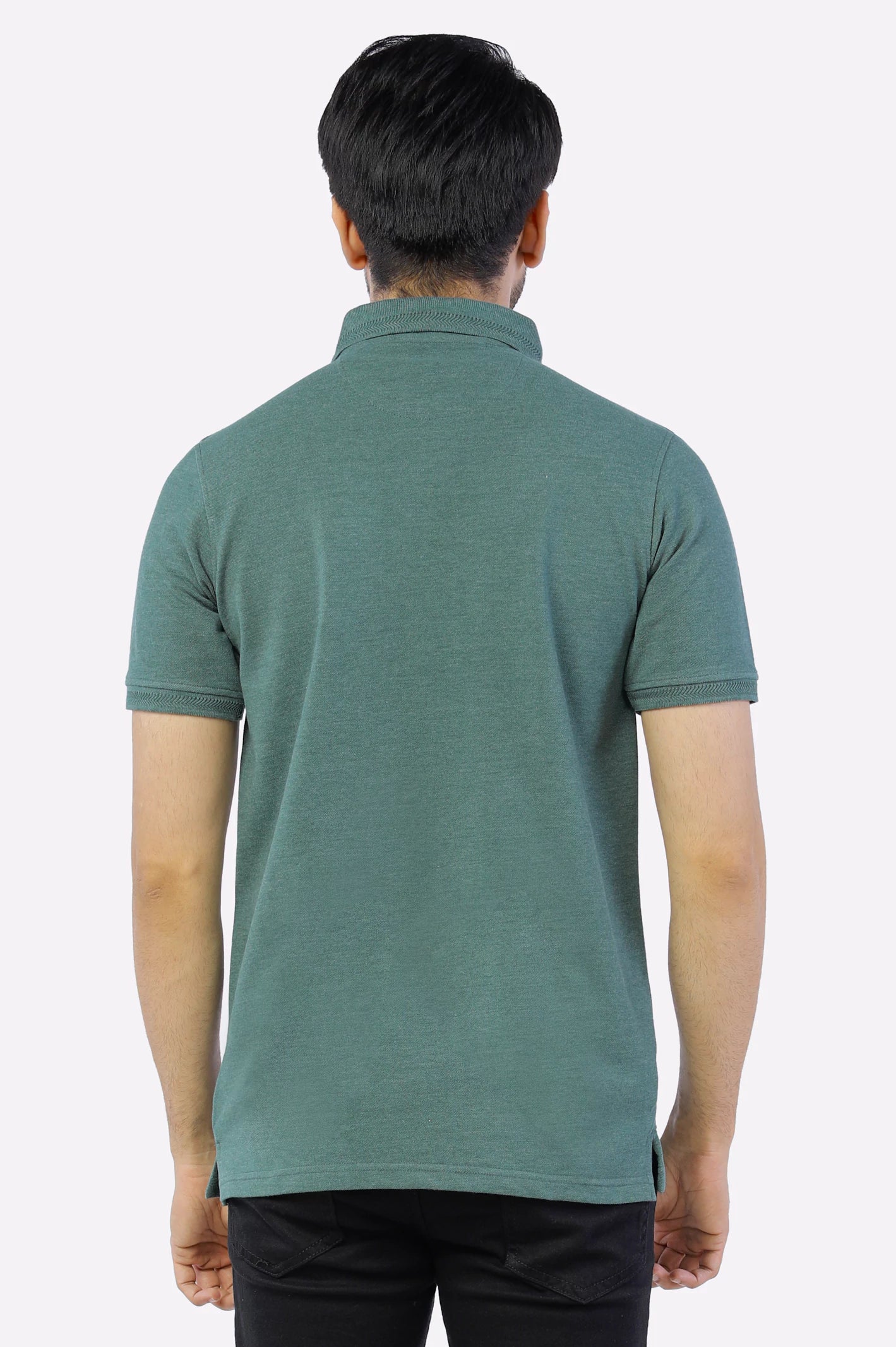 Heather Green Jacquard Collar Polo From Diners