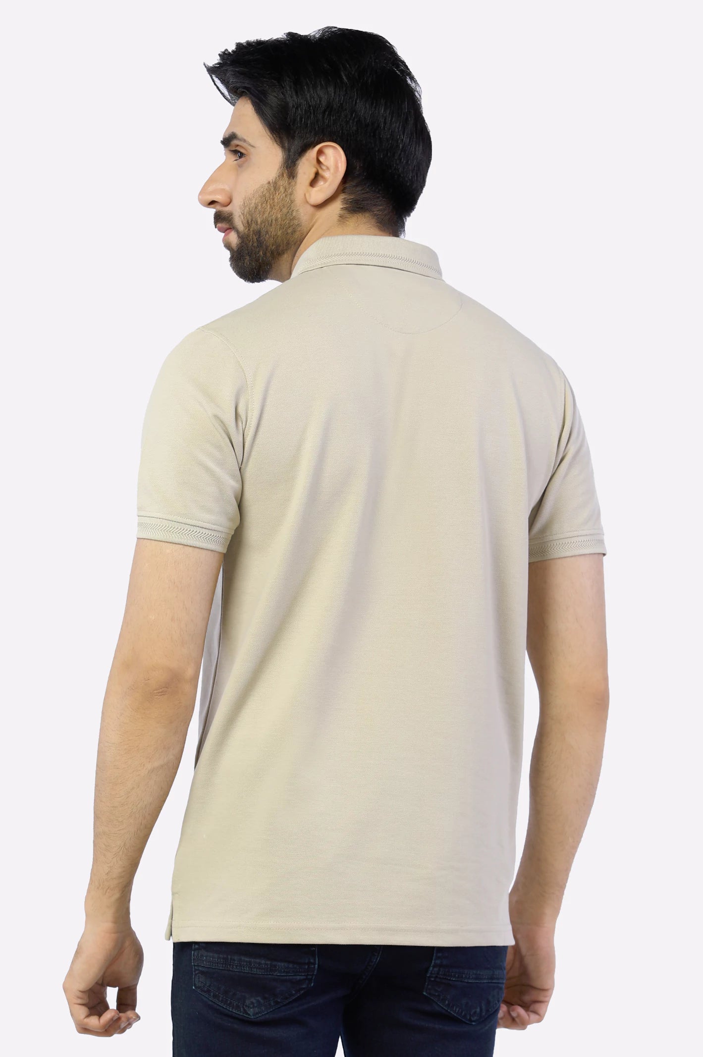Sand Jacquard Collar Polo From Diners