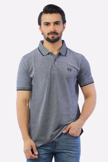 Black Jacquard Collar Polo