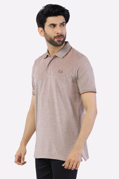 Brown Jacquard Collar Polo From Diners