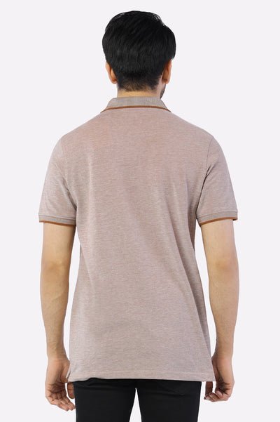 Brown Jacquard Collar Polo From Diners