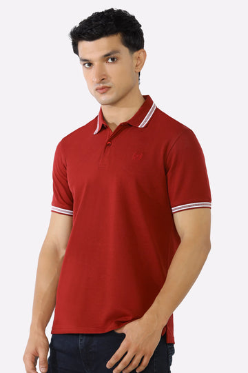 Bargundy Jacquard Collar Polo