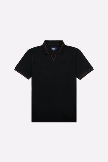 Black Solid Collar Lycra Polo