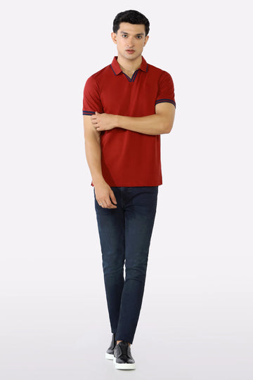 Bargundy Jacquard Collar Polo