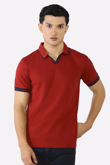 Bargundy Jacquard Collar Polo