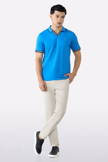 Royal Blue Jacquard Collar Polo