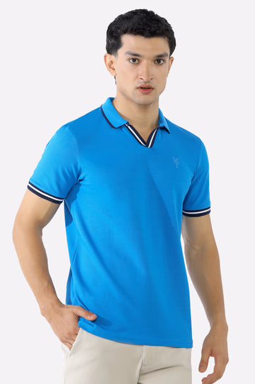 Royal Blue Jacquard Collar Polo