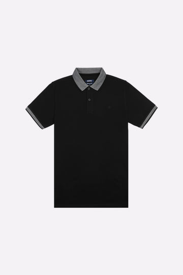 Black Jacquard Collar Polo