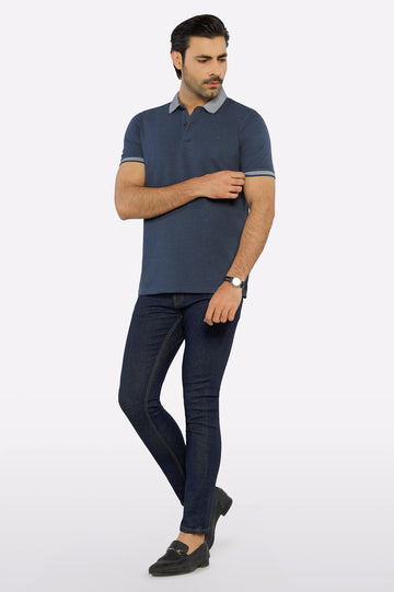 Charcoal Jacquard Collar Polo