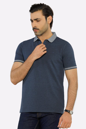 Charcoal Jacquard Collar Polo